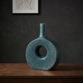 Blue Grid Pattern Ceramic Flower Vase By Zodiya