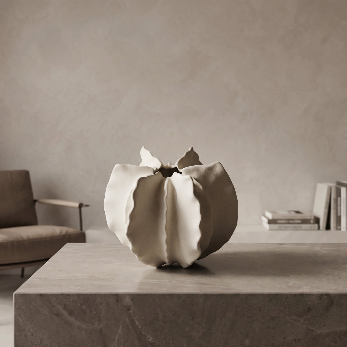 White Ruffled Cactus Ceramic Vase By Zodiya