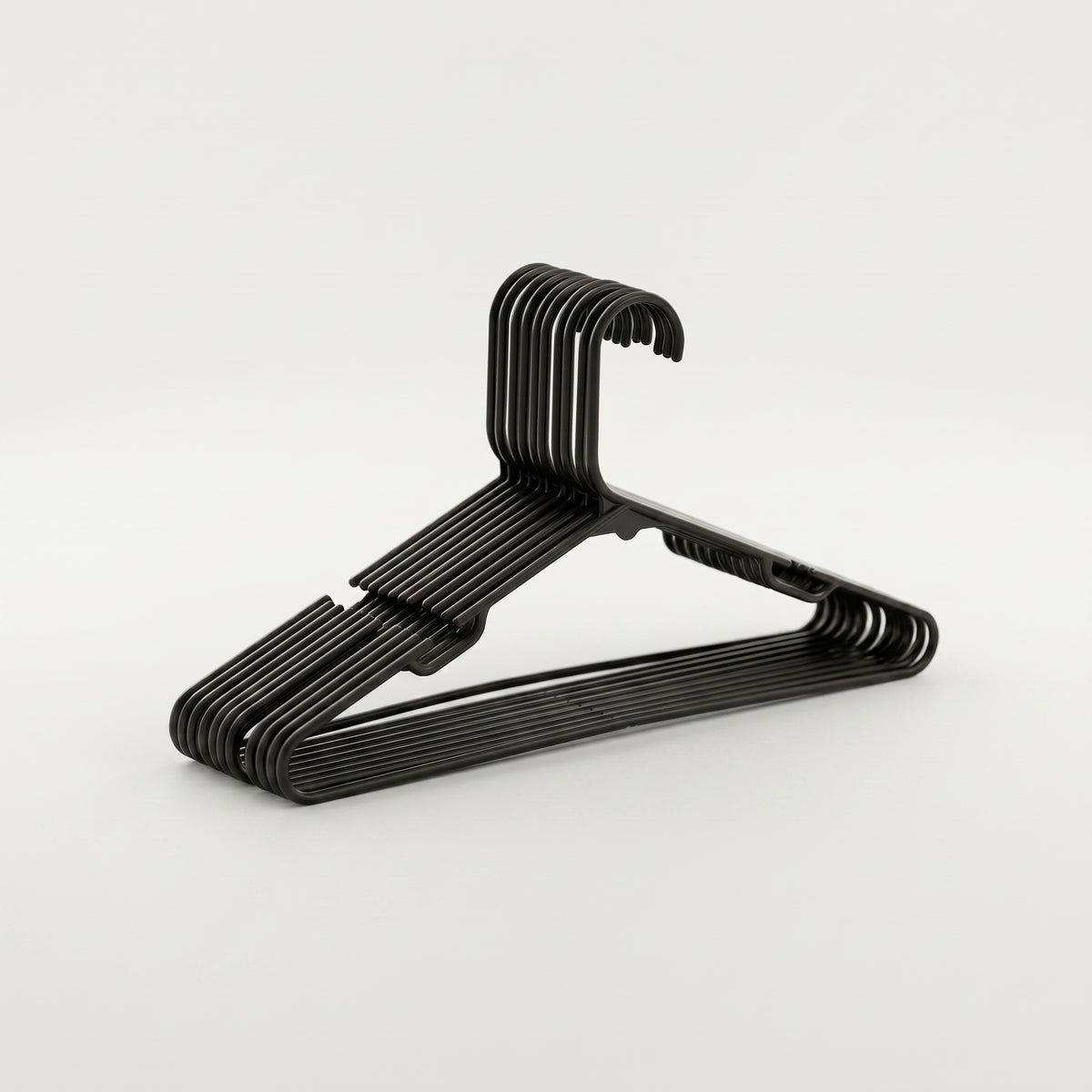 Black Plastic Cloth Hanger Set Of 10 By Zodiya