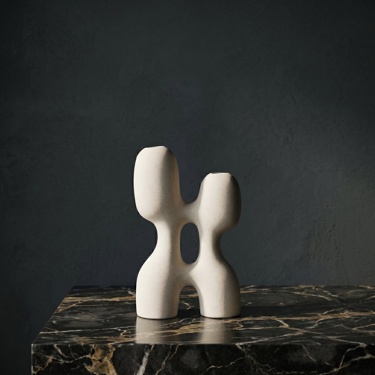 White Ceramic Vase (Double Spout) by Zodiya