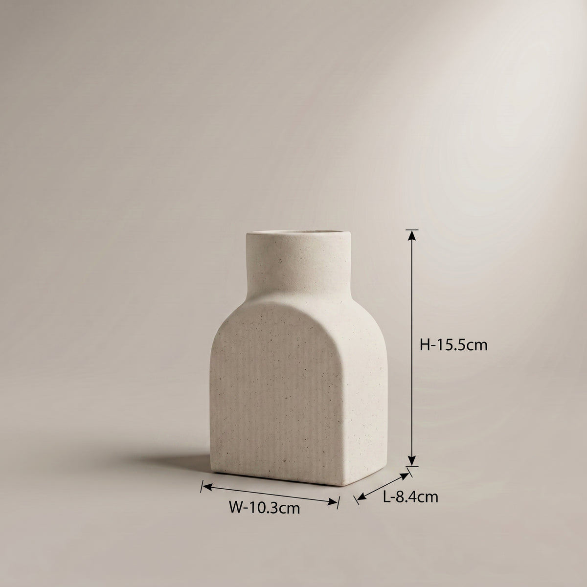 Beige Textured Ceramic Flower Vase ( Arched, Small ) by Zodiya