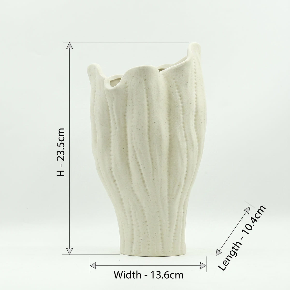 Off-white Textured Ceramic Flower Vase by Zodiya