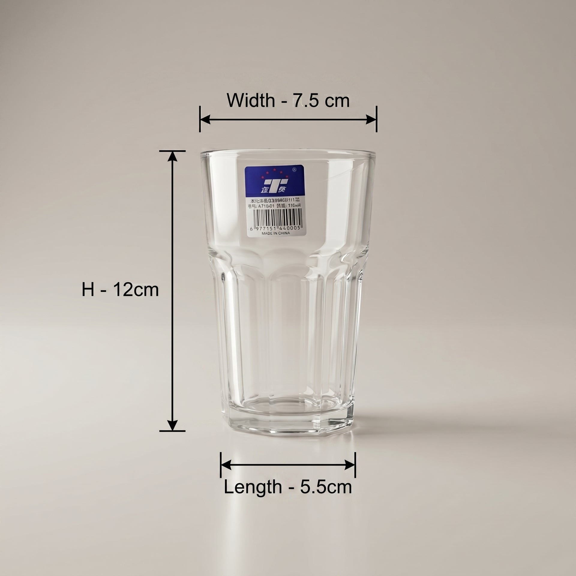 Medium Size Clear Glass Cup Set of 6 by Zodiya