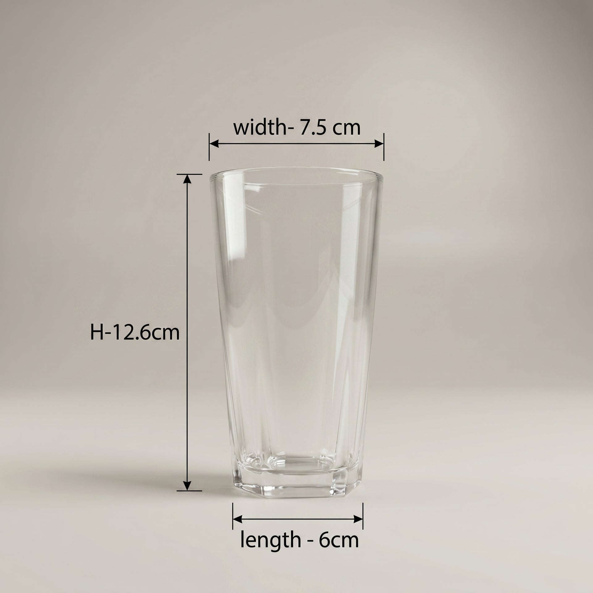 Large Clear Glass Cup Set of 6 by Zodiya