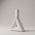 White Triangular Ceramic Flower Vase by Zodiya